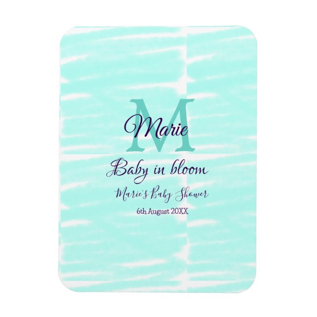 Pastel green baby in bloom monogram baby shower te magnet (Vertikal)