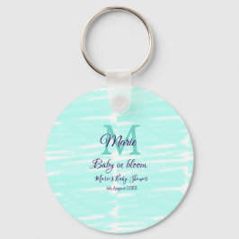 Pastel green baby in bloom monogram baby shower te nyckelring