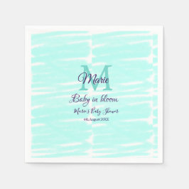 Pastel green baby in bloom monogram baby shower te pappersservett