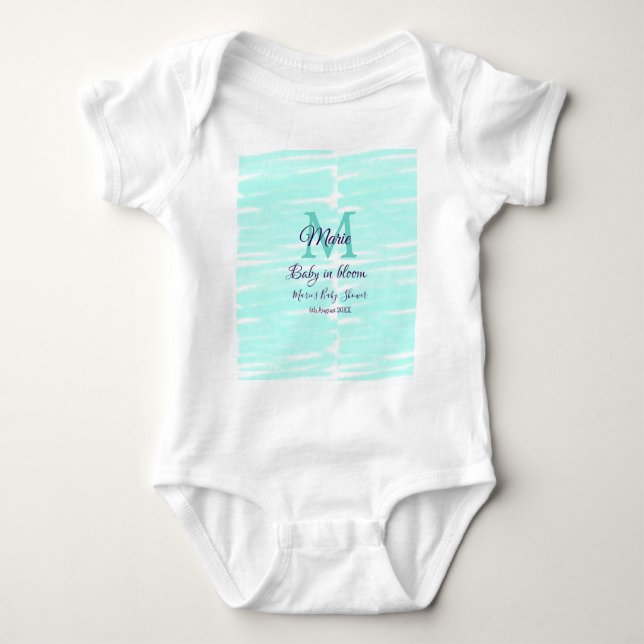 Pastel green baby in bloom monogram baby shower te t shirt (Framsida)