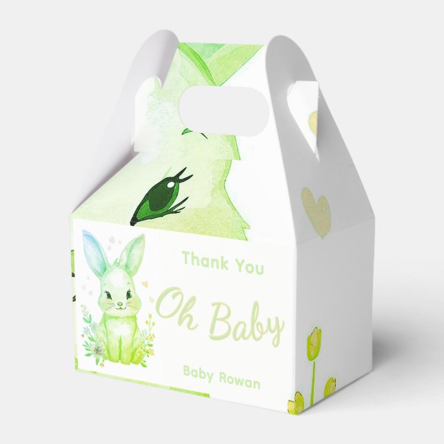Pastel Green Baby Shower Cute Bunny Party Box Presentaskar (Framsidan Sidan)
