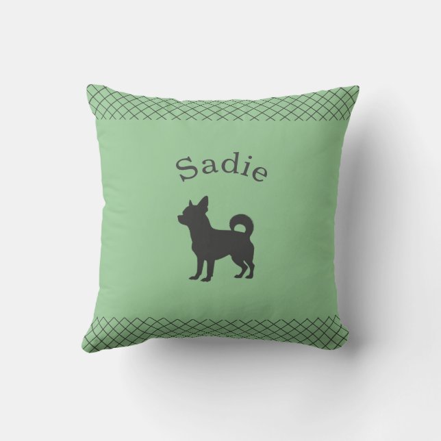 Pastel Green Chihuahua Personalized Matching Kudde (Baksida)