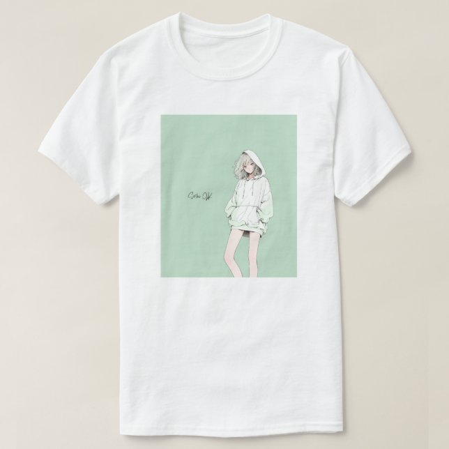 Pastel Green JK Tシャツ｜寿司娘 GenerativeAI T Shirt (Design framsida)