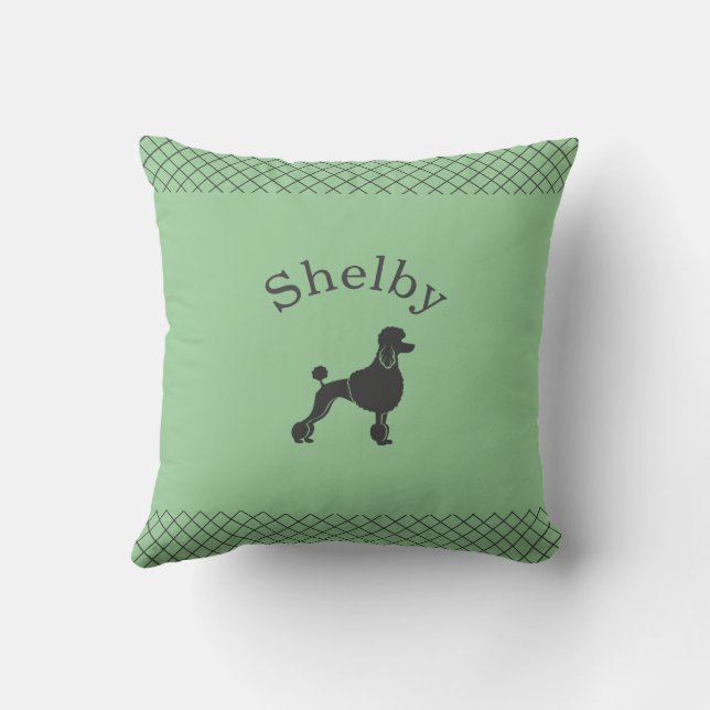 Pastel Green Poodle  Personalized Matching Kudde (Baksida)