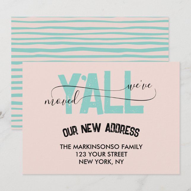 Pastel Green We Moved Y'all Moving Announcement Inbjudningar (Fram/baksida)