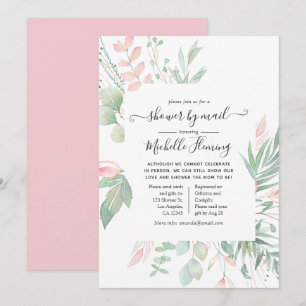 Pastel Greenery Baby Shower by Mail Inbjudningar