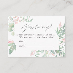 Pastel Greenery Baby Shower Candy Guessing Tilläggskort