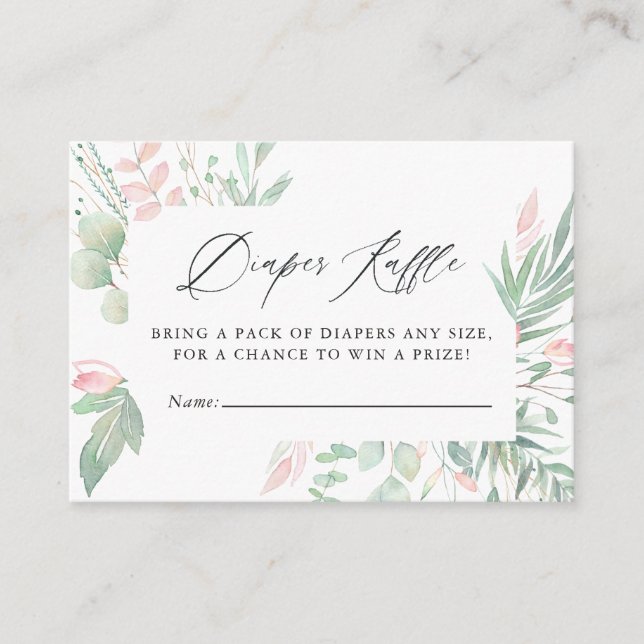 Pastel  Greenery Baby Shower Raffle Tilläggskort (Framsida)