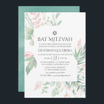 Pastel  Greenery Bat mitzvah Inbjudningar<br><div class="desc">Ekologisk inspirerad grön  rosa och mint-pastellskuggor är en bat mitzvah inbjudan designad att snabbt och enkelt anpassas till dina händelsespecifikationer.</div>