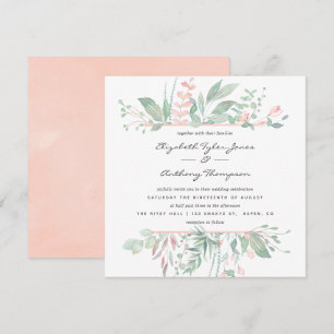 Pastel  Greenery Bröllop Inbjudningar