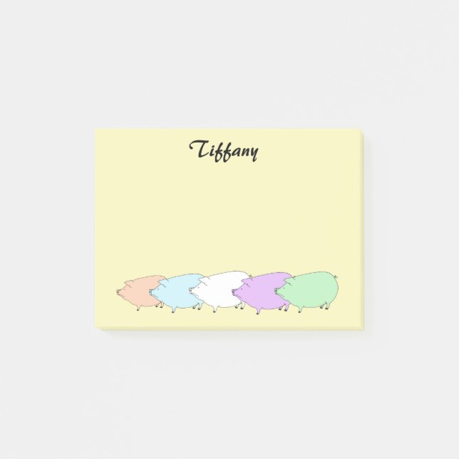 Pastel Gris Parad Personlig Post-it Block (Framsida)