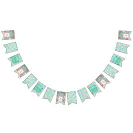 Pastel Grönt Baby Birthday Bunting Flaggor
