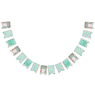 Pastel Grönt Baby Birthday Bunting Flaggor