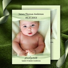 Pastel Grönt Baby Photo Birth Notice Tack Kort