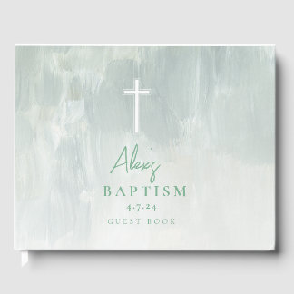 Pastel Grönt Baptism Modern Guest Bok