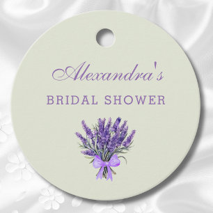 Pastel Grönt Blommigt Bow Lavender Möhippa Gåvor Etiketter
