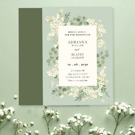 Pastel grönt blommigt bröllop inbjudningar