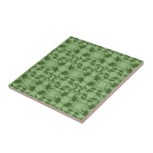 Pastel Grönt Blommigt Snöre Mönster Trivet Kakelplatta