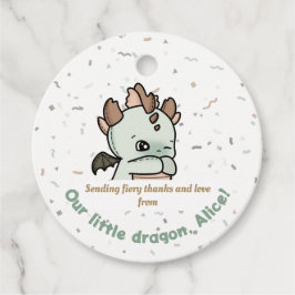 Pastel Grönt Brown Cute Baby Dragon Tack Gåvor Etiketter