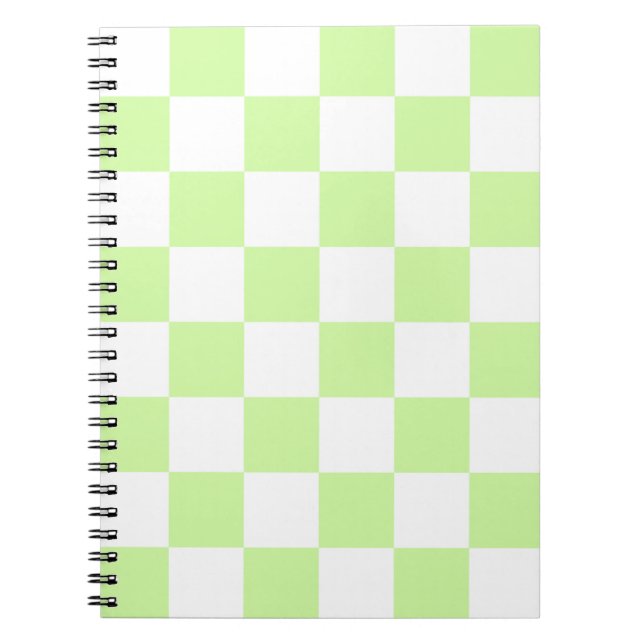 Pastel Grönt Checkated Gingham Mönster Anteckningsbok (Framsidan)