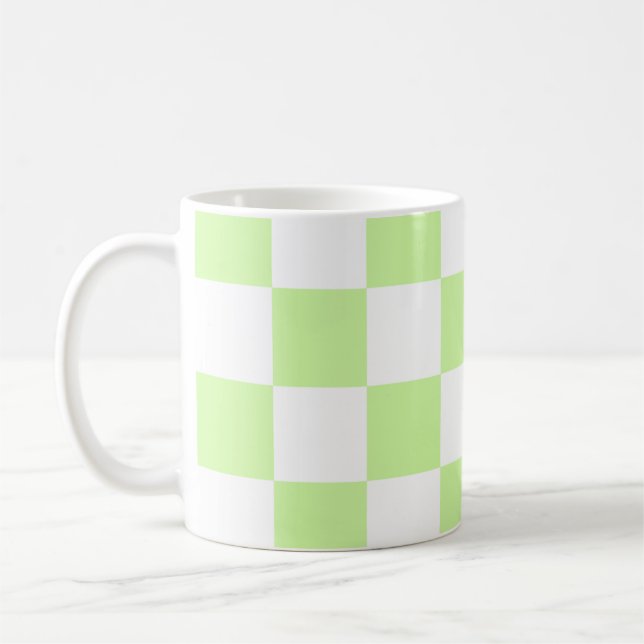 Pastel Grönt Checkated Gingham Mönster Kaffemugg (Vänster)