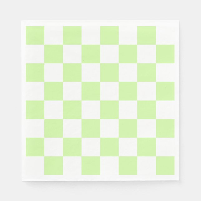 Pastel Grönt Checkated Gingham Mönster Pappersservett (Framsidan)