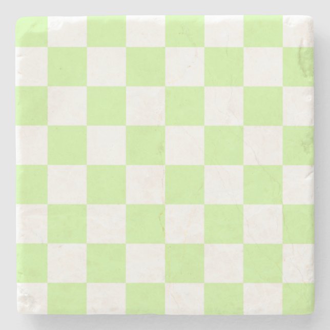 Pastel Grönt Checkated Gingham Mönster Stenunderlägg (Framsidan)