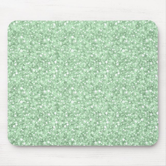 Pastel Grönt Faux Disco Glitter & Sparkles Musmatta (Framsidan)