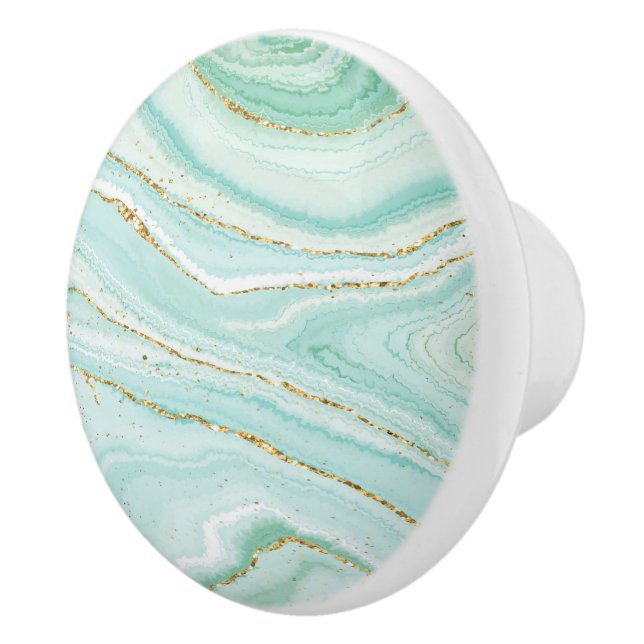 Pastel grönt flytande marble guld accent knopp (Höger)
