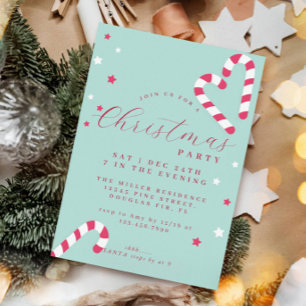 Pastel Grönt för julfestinbjudan till candy cane Inbjudningar