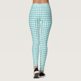 Pastel Grönt Gingham Check Mönster Leggings