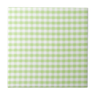 Pastel Grönt Gingham mönster Kakelplatta