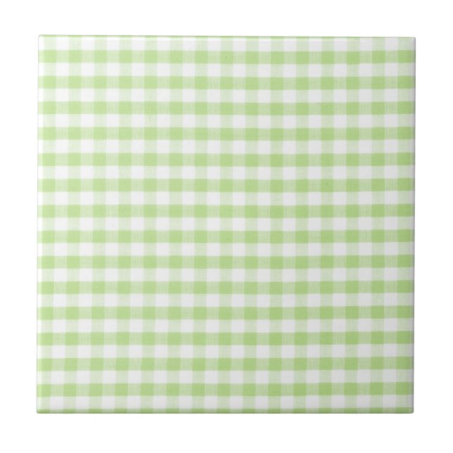 Pastel Grönt Gingham mönster Kakelplatta (Framsidan)