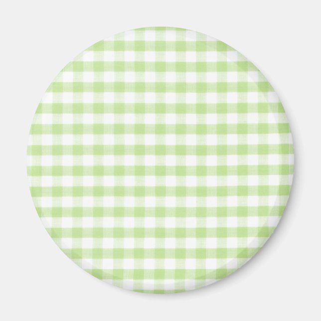 Pastel Grönt Gingham mönster Magnet (Framsidan)