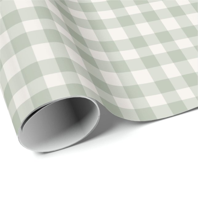 Pastel grönt gingham mönster presentpapper (Rullad Hörn)