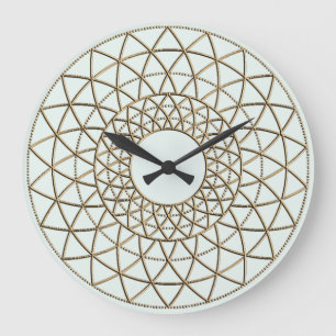 Pastel Grönt Guld Metallic Circle Mönster Stor Klocka