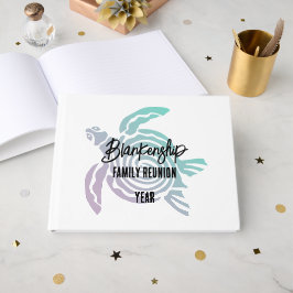 Pastel Grönt Lila Tribal Turtle Family Reunion Gästböcker