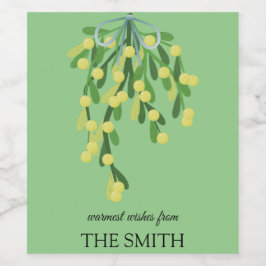 Pastel grönt mistletoe vinflaska etikett