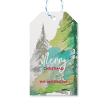 Pastel Grönt Modern Julgran Watercolor Art Art