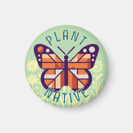 Pastel Grönt Monarch Butterfly Plant Native Cubist Magnet