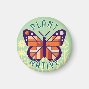 Pastel Grönt Monarch Butterfly Plant Native Cubist Magnet