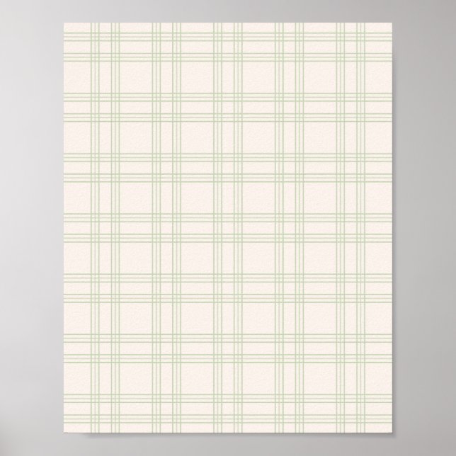 Pastel Grönt och Cream Gingham Poster (Framsidan)