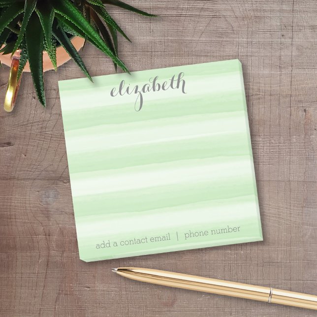 Pastel Grönt och Grått Stationery Suite for Women Post-it Block (Personalized Post It Notepads)