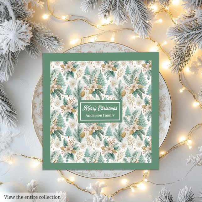 Pastel Grönt och Guld Napkins Luxe jul Pappersservett (Pastel Green and Gold Napkins Luxe Christmas Wrap)