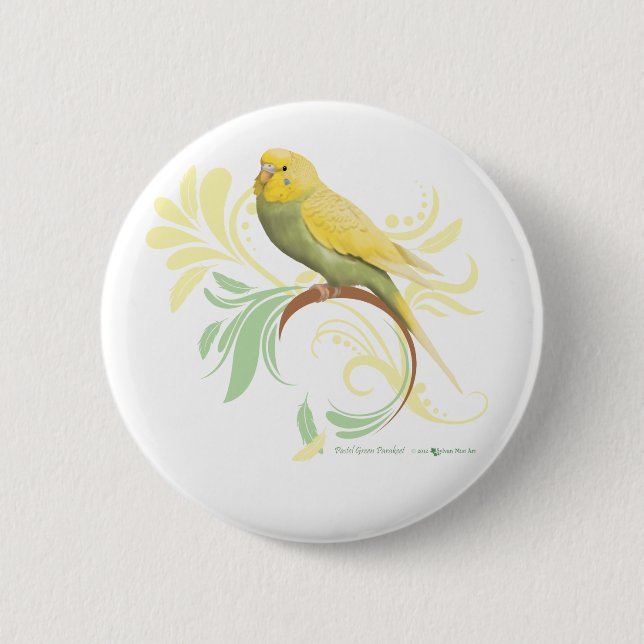 Pastel Grönt Parakeet Knapp (Framsida)