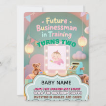 Pastel grönt Pojke Birthday-inbjudan för barn