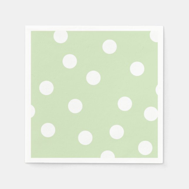Pastel Grönt Polka Dockade Napkins Pappersservett (Framsidan)