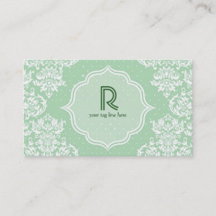 Pastel Grönt Polka - punkt & Blommigt-Elegant - ma Visitkort