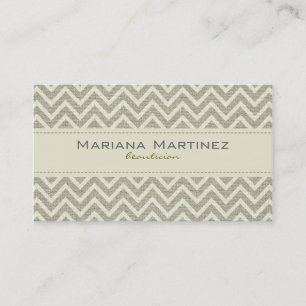 Pastel Grönt Retro Chevron Mönster Linen Struktur Visitkort