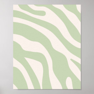 Pastel Grönt Retro Linjer Mönster Poster